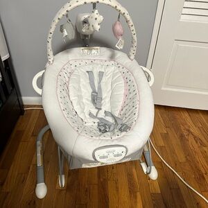 Baby Swing with Pink and Gray Accents